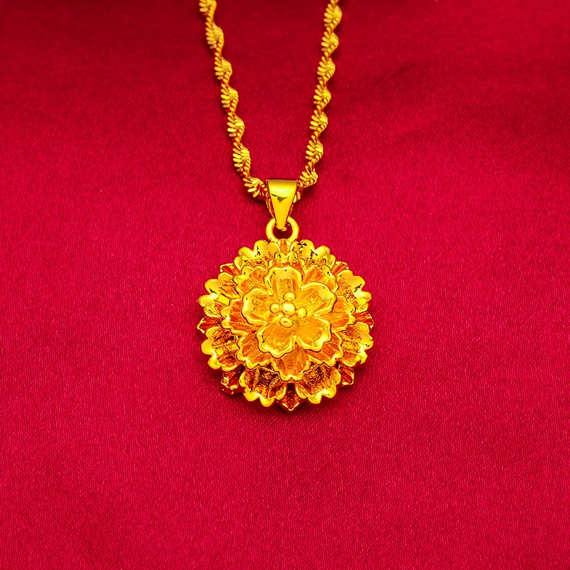 Perhiasan Kalung Anting Liontin Hati Bunga Lapis Emas Asli Kadar 375 Gaya Vintage Untuk Aksesoris Pernikahan