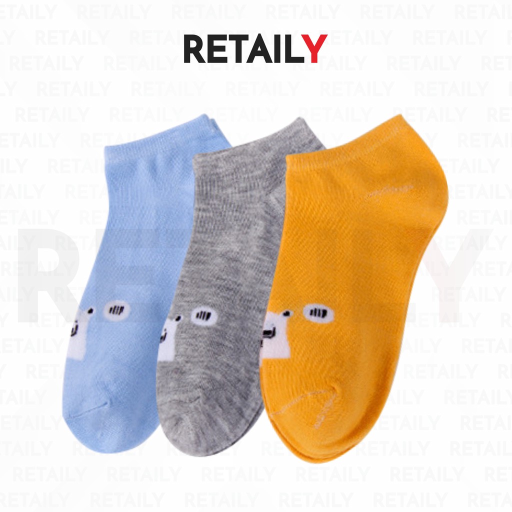 Retaily D030 D040 D050 Kaos Kaki Motif Love dan Beruang Wanita Kaos Kaki Pendek Korea   Short Socks