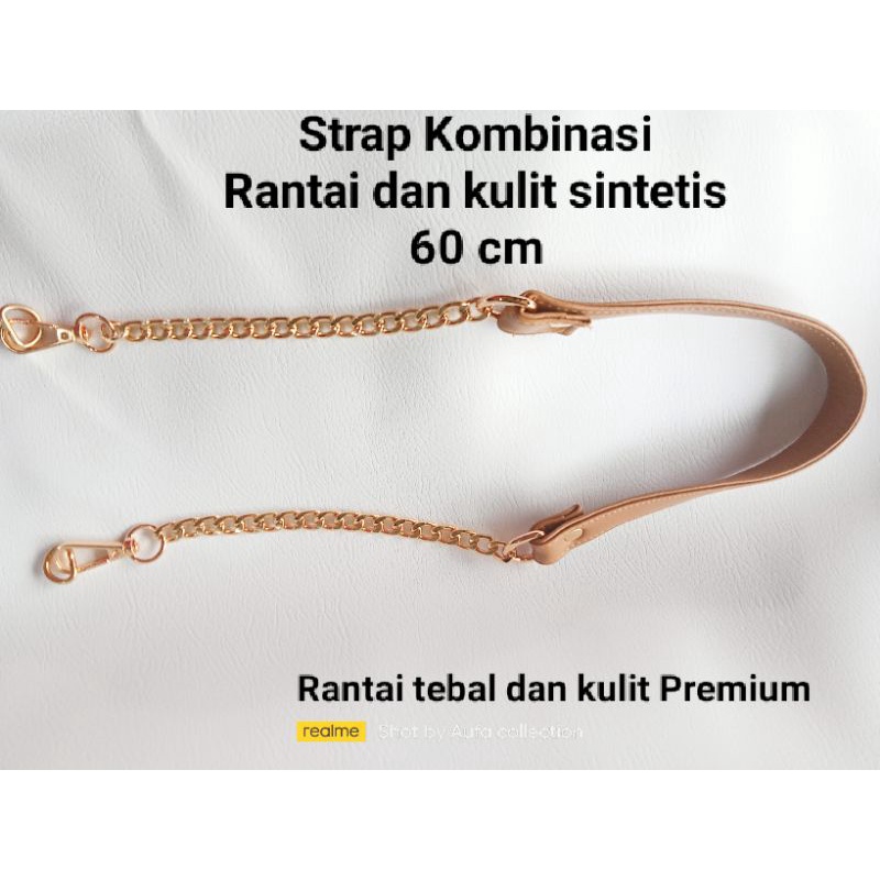 Tali Tas kombinasi 60cm kulit sintetis  dan Rantai  untuk tas wanita model bahu terbaru korea