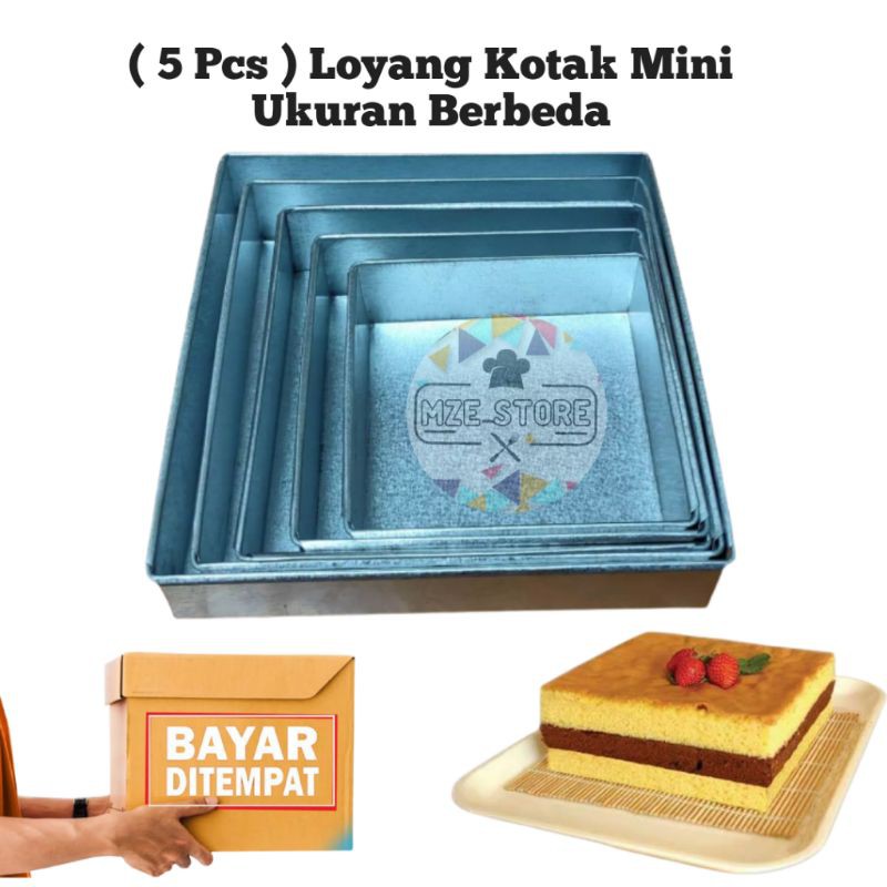 SET LOYANG KUE KOTAK MINI SUSUN 5