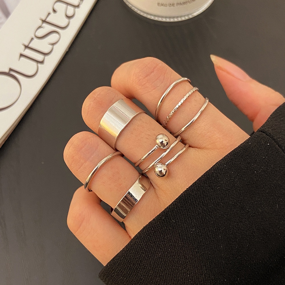 5Pcs/set Simple Fashion Ring Set Retro Stacking Combination Rings Women Jewelry Accessories Gift