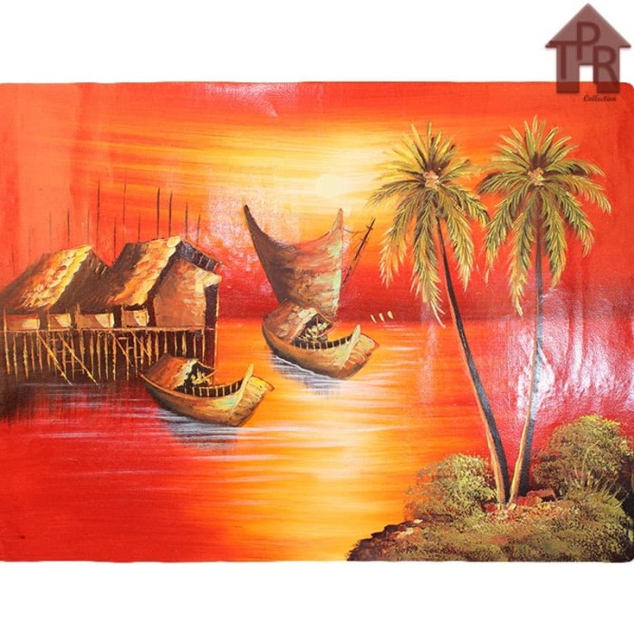 Lukisan Canvas - Bali Nelayan Sunset 60x80cm.