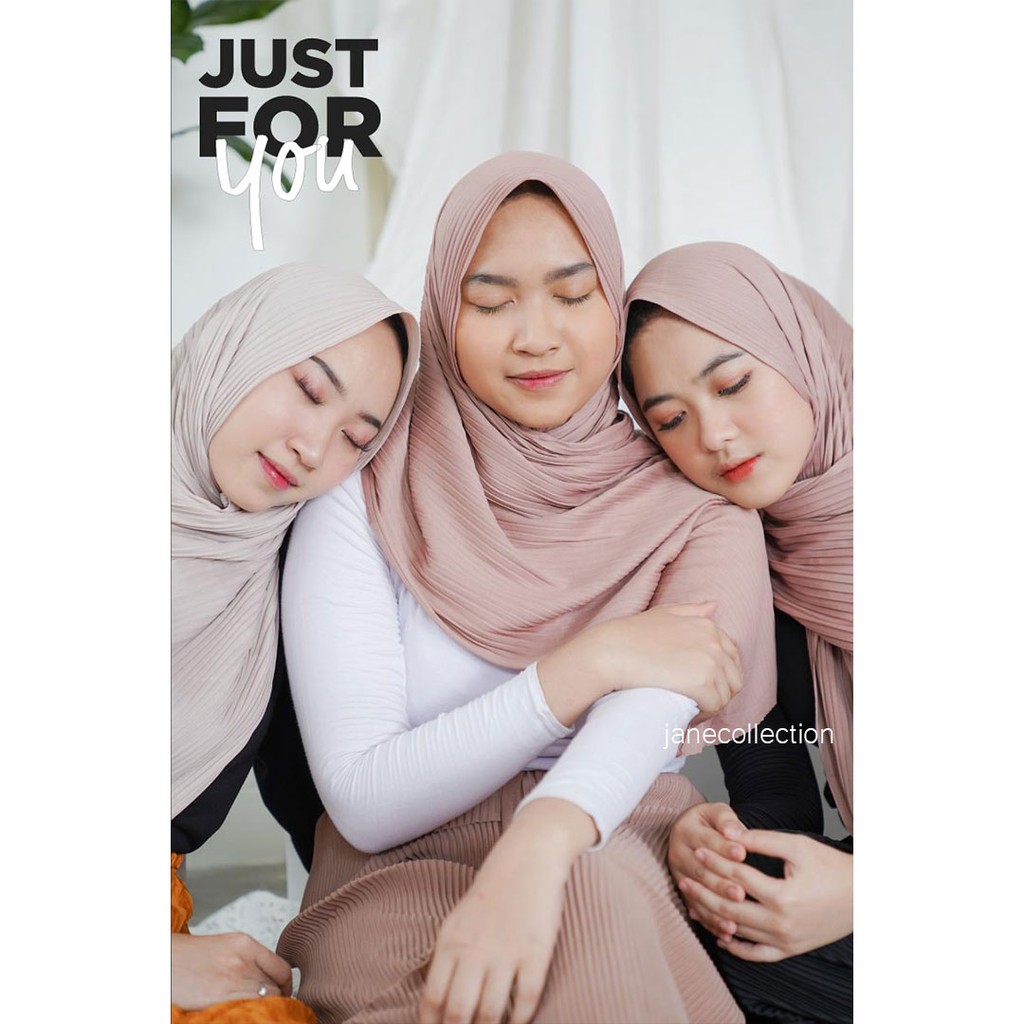 JANE COLLECTION || Hijab Jilbab Kerudung Plisket Muslim Pasmina Mirip Jilbab Instant 160x51 [ Hitam Choco Coklat Susu Coksu Milo Abu Abu ] - Pashmina Plisket Zeline