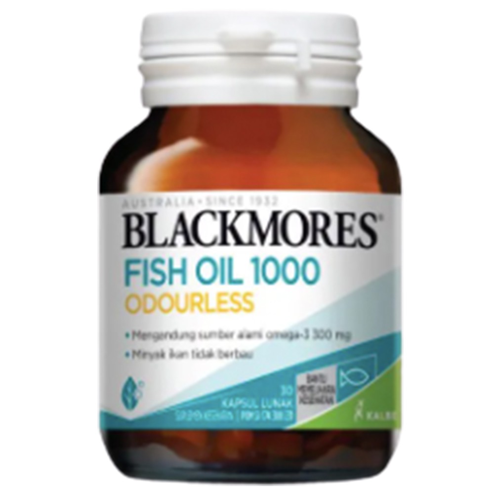 BLACKMORES ODOURLESS FISH SALMON OIL OMEGA 3 1000MG 1000 MG KALBE - 30 KAPSUL