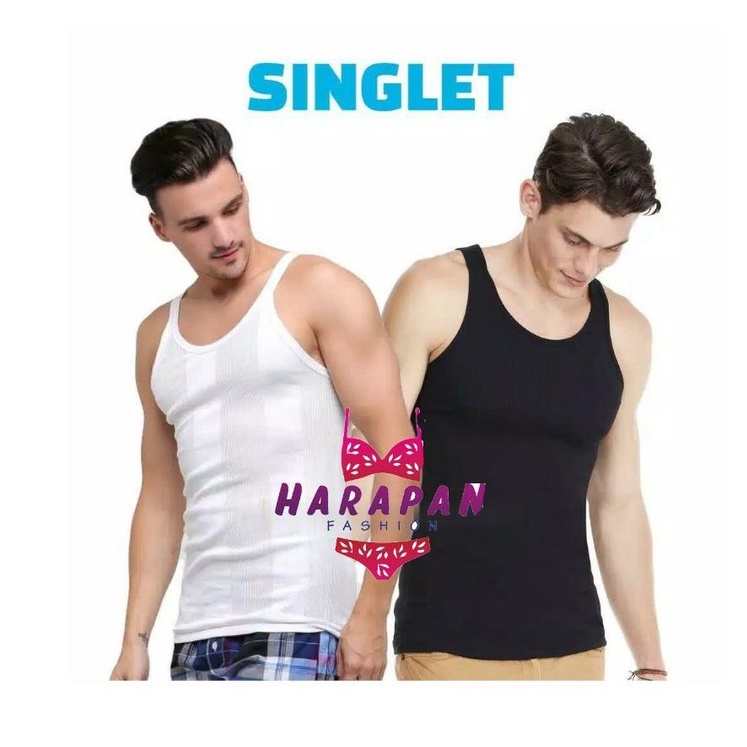 Kaos Singlet Pria kaos dalam dewasa - Hitam &amp; Putih - Cowok Laki Dewasa - Nugros Nutex