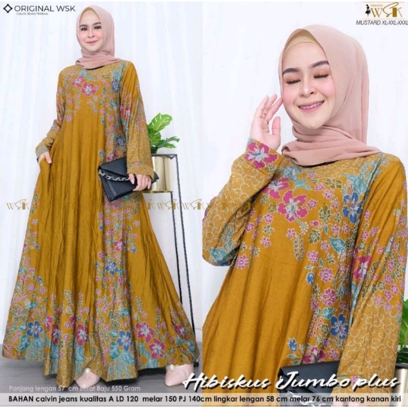 GAMIS WANITA TERBARU Hibiskus dress matt Calvin jeans premium ori AGR WSK motif bunga size standar/j