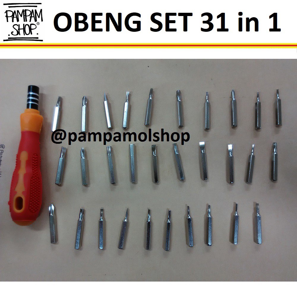 Obeng Set 31 in 1 Minus Plus Bintang Screwdriver Tambah Service Buka HP Hardware Tools Ganti Casing