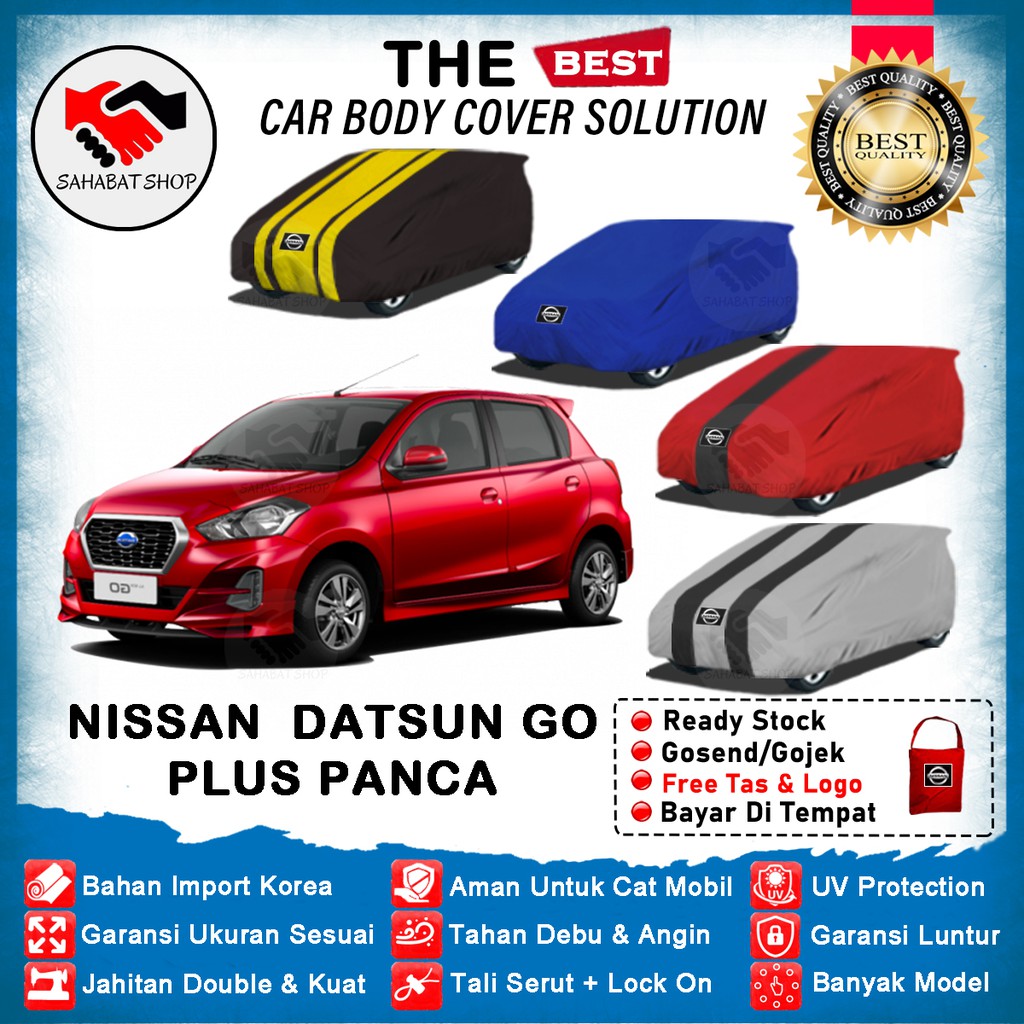 Sahabat Body Cover Mobil Datsun Go/ Sarung Penutup Nissan Datsun Go Plus Panca Outdoor 2014 2015 2016 2017 2018 2019 2020 / Selimut Tutup Mantel Kerudung Jas Kelambu Pelindung Mantol Pembungkus Mobil Datsun Go+ Panca Waterproof Anti Air Model Biru