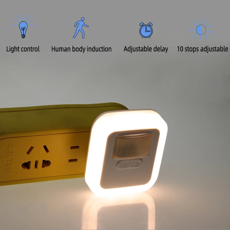 Hot Sale/LED Plug-in Motion Sensor Light Wall Night Lamp/Lampu Dinding Induksi Cerdas Tubuh Manusia/Lampu Sensor Cahaya Suara/Lampu Samping Tempat Tidur Ruang Tamu Anak-Anak