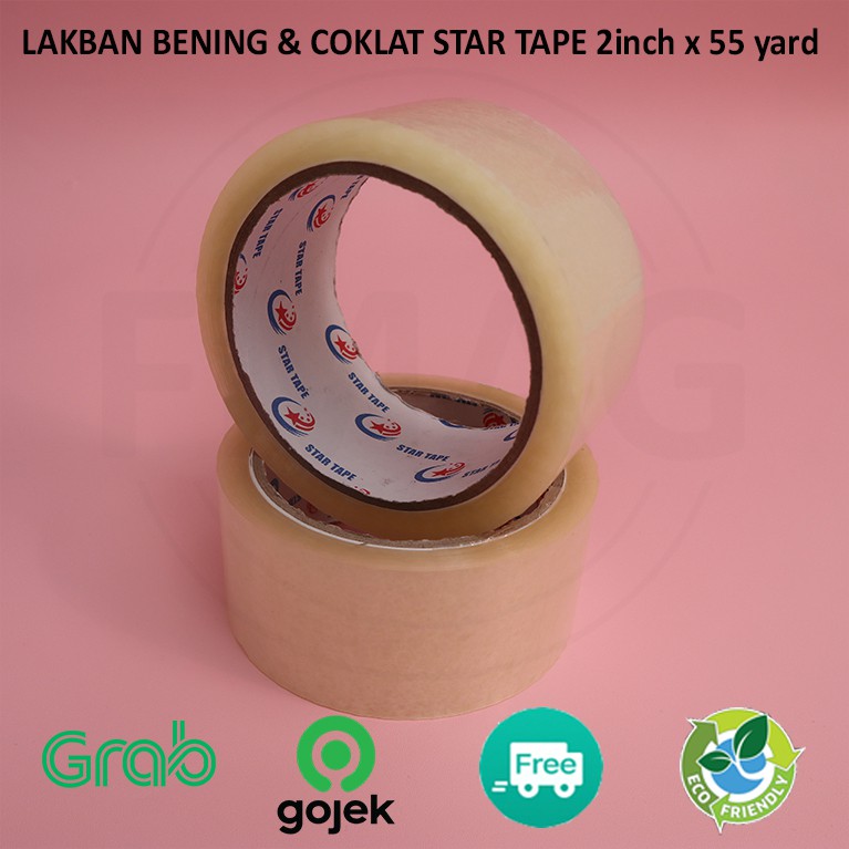 Lakban Star Tape / Lakban Bening / Lakban Coklat 2 inch x 55 yard LBN103