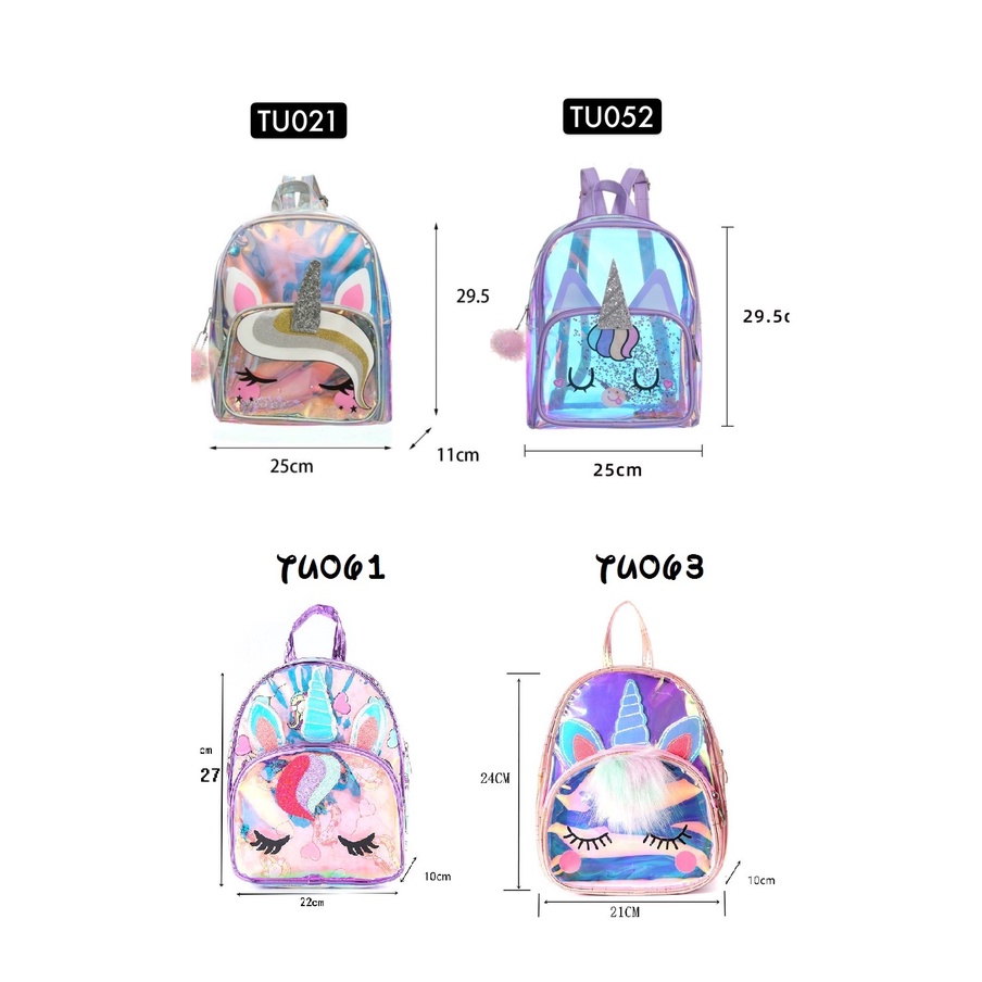 Ransel Unicorn Hologram Metalic TU021 TU052 tu061 tu063 tas anak perempuan tk sd sekolah seperti justice