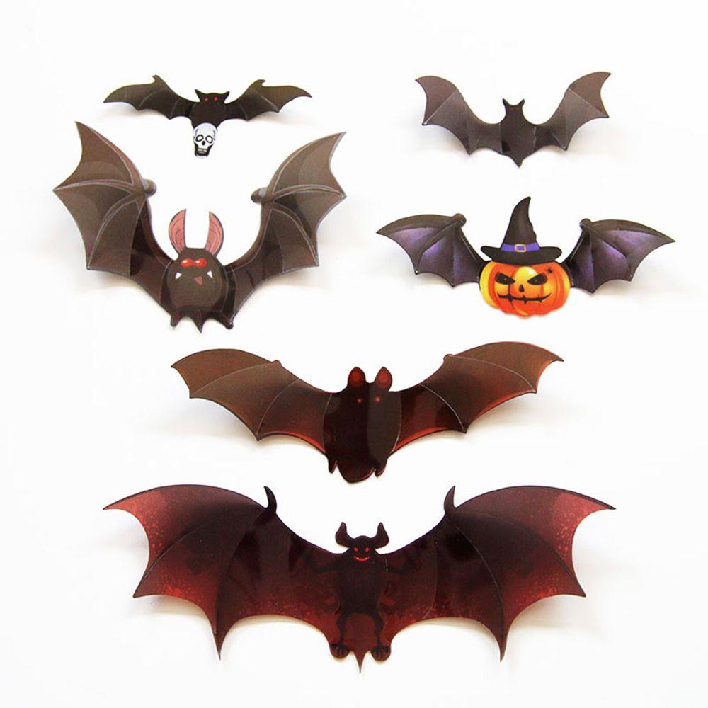 Solighter 12 Pcs Halloween Bat Stiker Hadiah Festival Perlengkapan Pesta Ornamen Kartun Labu