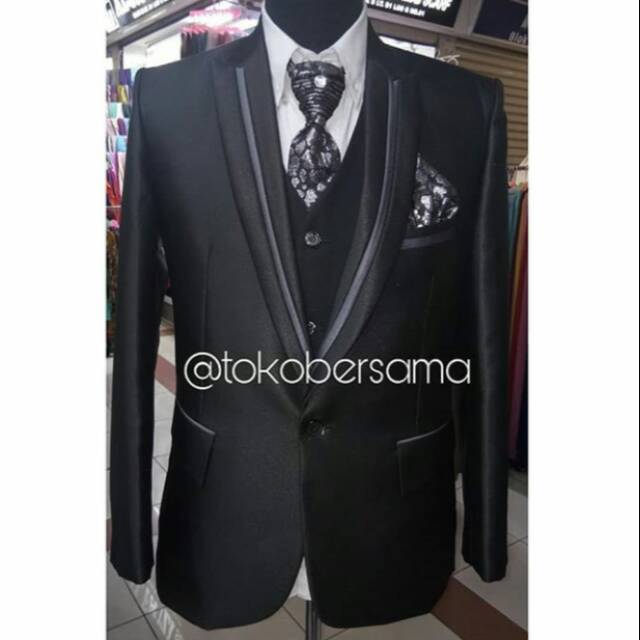 Jas wedding hitam /Jas pengantin pria Premium hitam/Jas formal