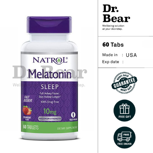 Natrol Melatonin 10Mg Fast Dissolve - 60Tabs / Tidur Nyenyak/ Insomnia/ Gelisah/ Cemas/ Gangguan tid