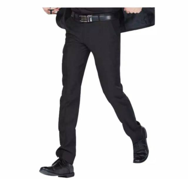 Celana Formal Pria kerja bahan kantor slimfit reguler basic hitam