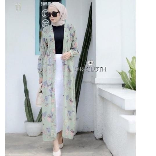 Terbaik.. LONG CARDI CARDIGAN MOTIF BUNGA PANJANG BAHAN CERUTI JATUH MEWAH BAJU WANITA CEWEK PEREMPU