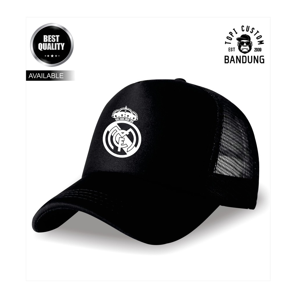 Topi Trucker REAL MADRID Pria Wanita Topi Jaring Jala REAL MADRID Trucker Cap Bisa Tulis Nama Bisa COD Gratis Masker Original High Premium Qualit