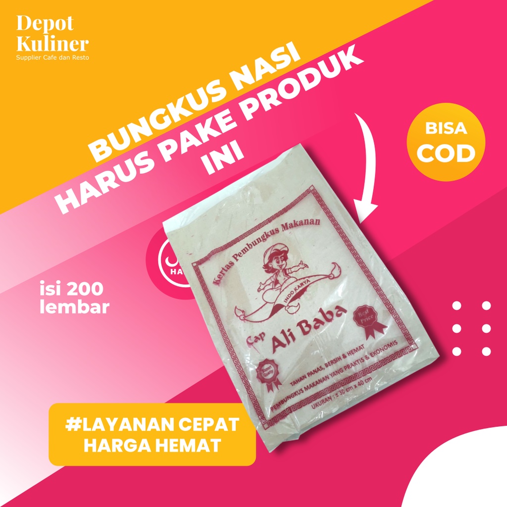 Kertas Nasi Bungkus Coklat 200 Lembar cap Ali Baba