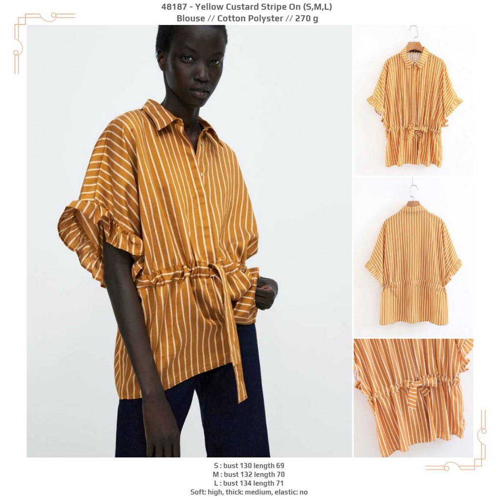 48187 - Yellow Custard Stripe Blouse (L) (SALE)