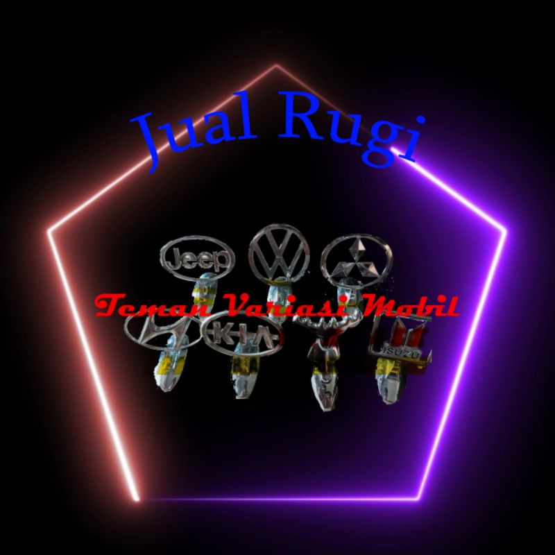 EMBLEM LOGO KAP MESIN BERDIRI JEEP VOLKSWAGEN MITSUBISHI ISUZU KIJANG