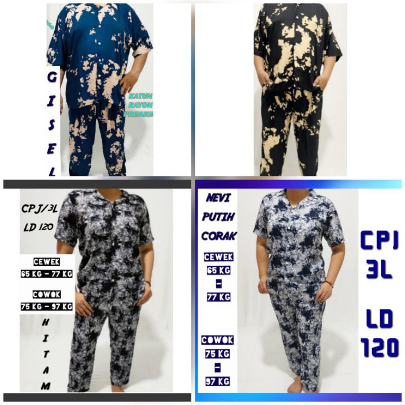 PIYAMA RAYON SET WARNA CORAK