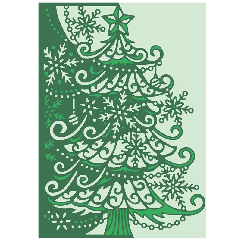 Cetakan Stensil Cutting Dies Motif Pohon Natal Bahan Metal Untuk Scrapbook Craft DIY