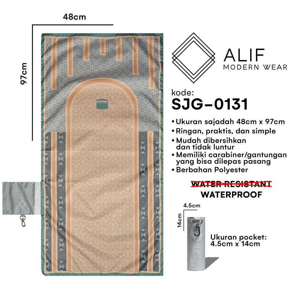 ALIF SAJADAH GENGGAM TRAVEL / SAKU / PORTABLE / WATERPROOF ( ALIF MODERN WEAR SJG-0131 )