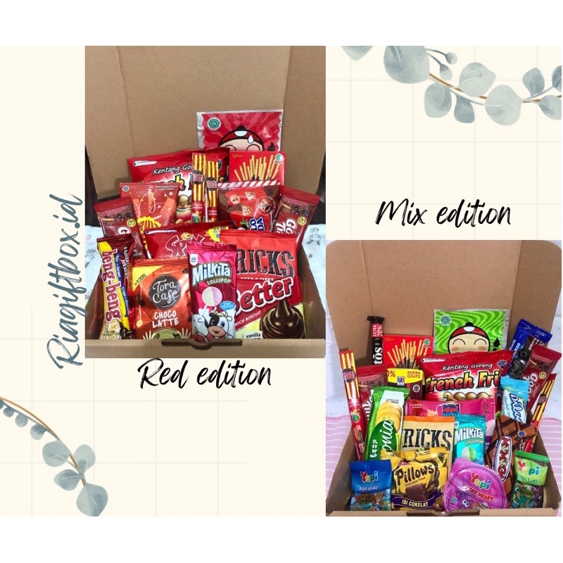 

SNACK BOX/ GIFT BOX UKURAN 22 CM/ HADIAH WISUDA/ HAMPERS IMLEK/ HADIAH VALENTINE / HADIAH ANNIV