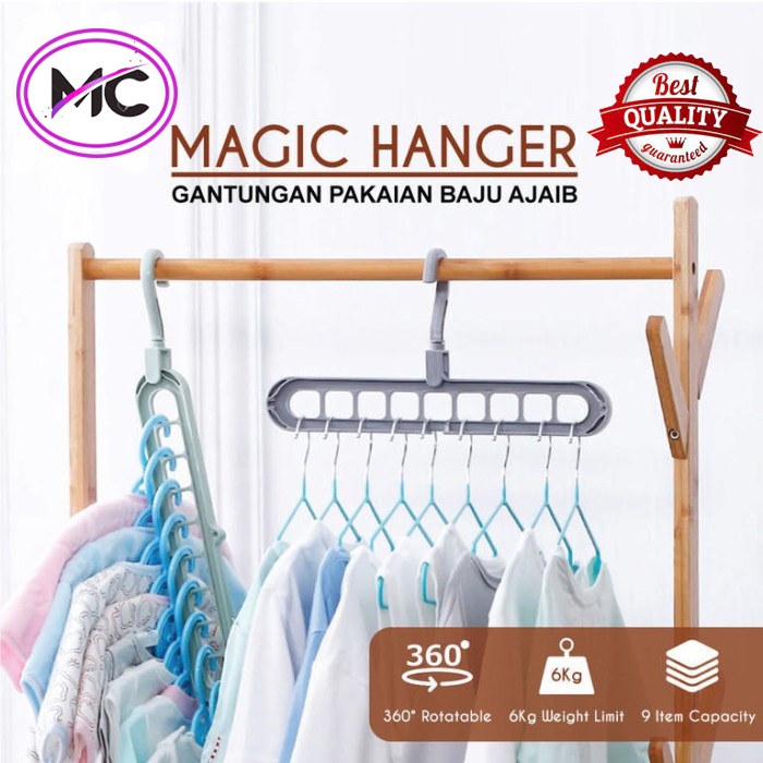 Gantungan Baju 9 Lubang Gantungan Pakaian Lemari 9in 1 Gantungan Baju Anak Bayi Magic Hanger Serbaguna Multifungsi Murah Praktis Kuat