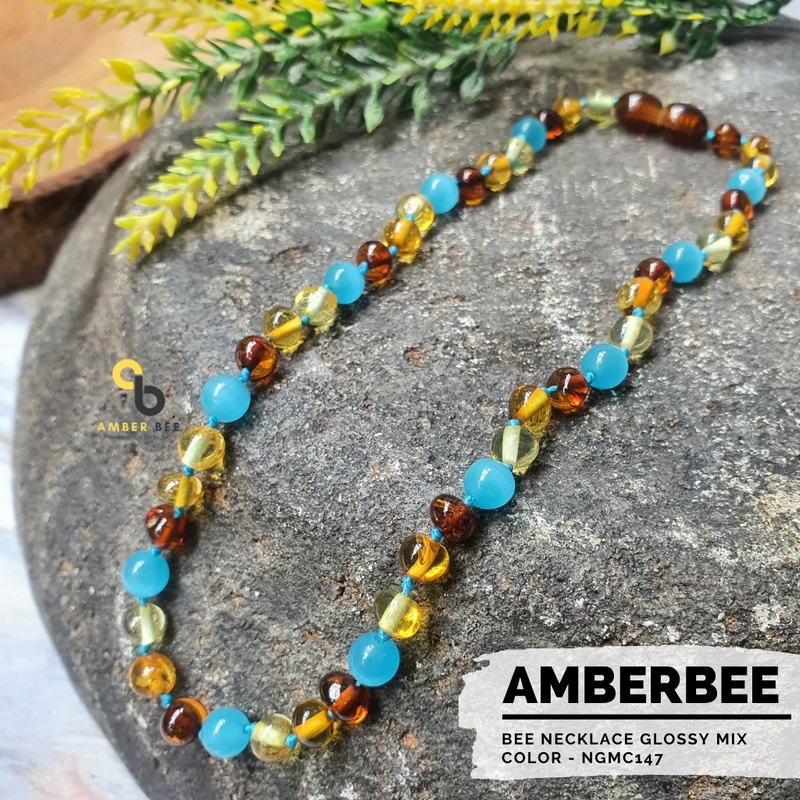 PROMO Kalung Amber Pereda Nyeri Tumbuh Gigi Bayi dan Anak Premium Gemstone By Amber Bee