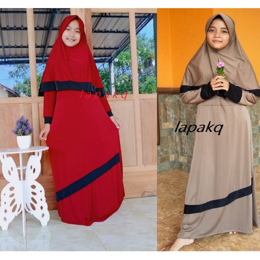 Gamis NANDIA set jersey gamis remaja gamis Tanggung baju gamis muslim SYARI Usia 8-14Tahun