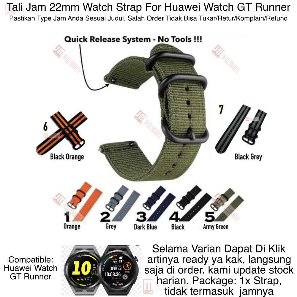 Stitching Watch Strap Huawei Watch GT Runner - Tali Jam Tangan 22mm Nylon Nilon