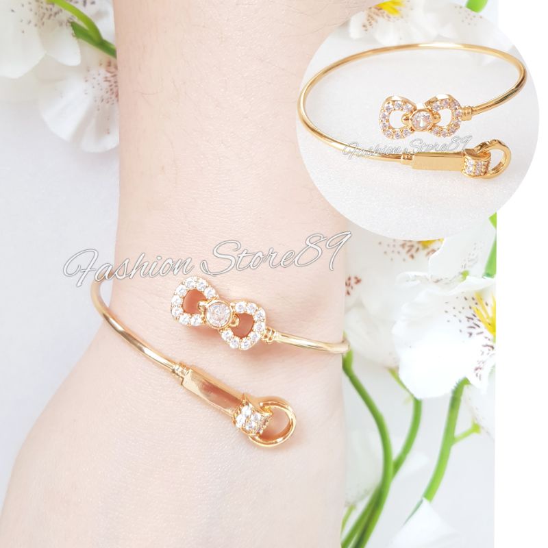 Gelang Bangle Flexibel Motif Pita perhiasan lapis emas 18k xuping yaxiya gelanh bangle elastis