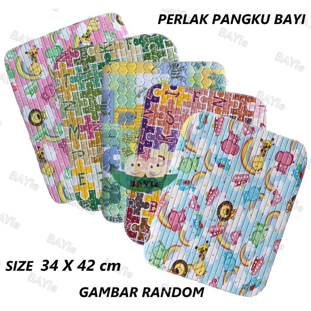 BAYIe - Perlak Pangku Bayi Kecil Ukuran 34 x 42 cm/alas ompol bayi/Perlengkapan Bayi Baru lahir NB