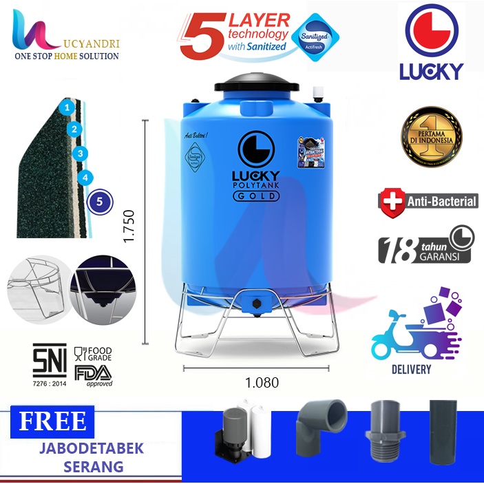 Tangki Air LUCKY POLYTANK E Clean 1110 Liter KAKI Tandon Toren