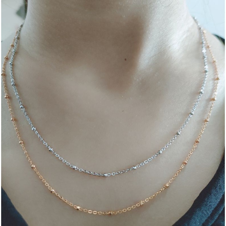 KALUNG PERAK ASLI SILVER 925 LAPIS EMAS/KALUNG RANTAI JEDAR 2 LAYER/ASLI SILVER/KALUNG FASHION WANITA TERBARU