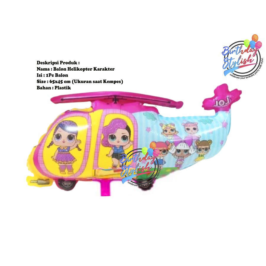 Balon LOL Helikopter/ Balon Karakter LOL Pesawat Heli/ Balon LOL