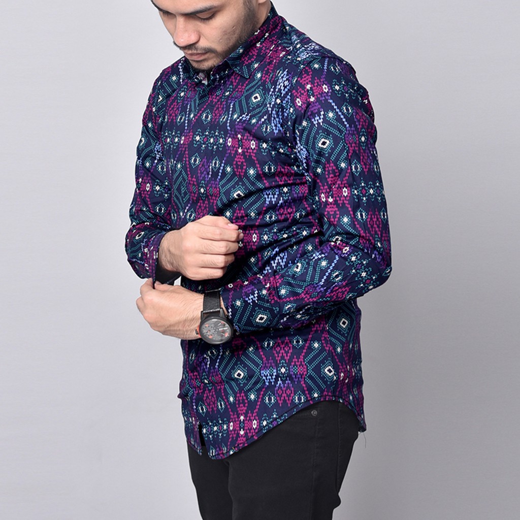 DGM Fashion   New Arrival Distro Batik Pria Bordir Sogan Batikaf Notoarto Batik Ipnu-Ippnu Hem Pria-UNGU 5509