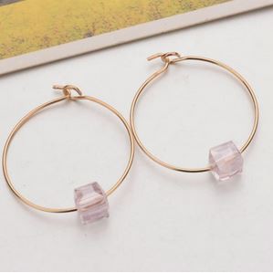 ANTING HOOPS WANITA KEKINIAN ALA KOREA KOMBINASI KRISTAL