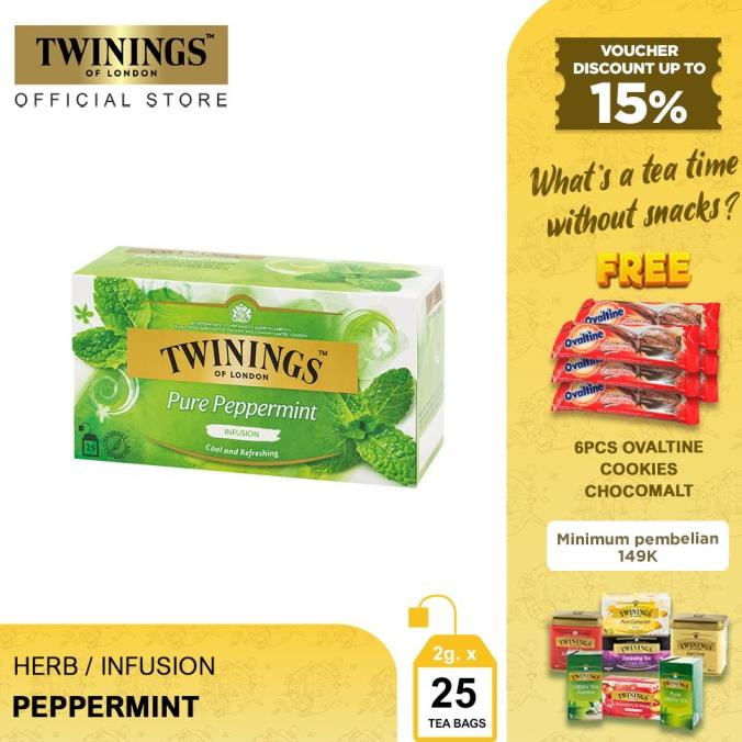 

[ COD ] Twinings Teh Celup Pure Peppermint 25x2gr NEW Kode 180