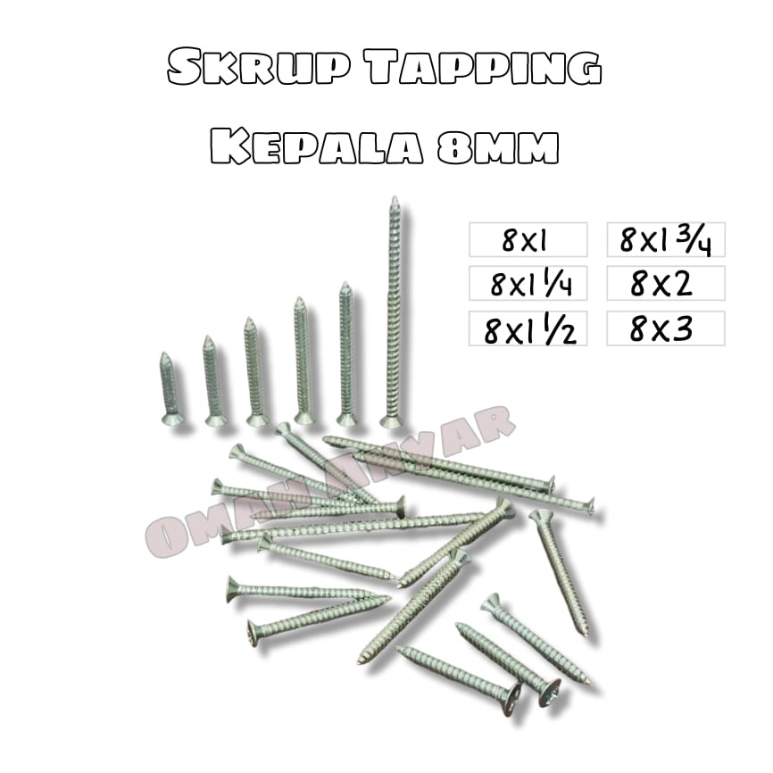 Skrup Tapping Baut Screw JF Kayu Olimpik 1 bungkus isi 100 kepala 8