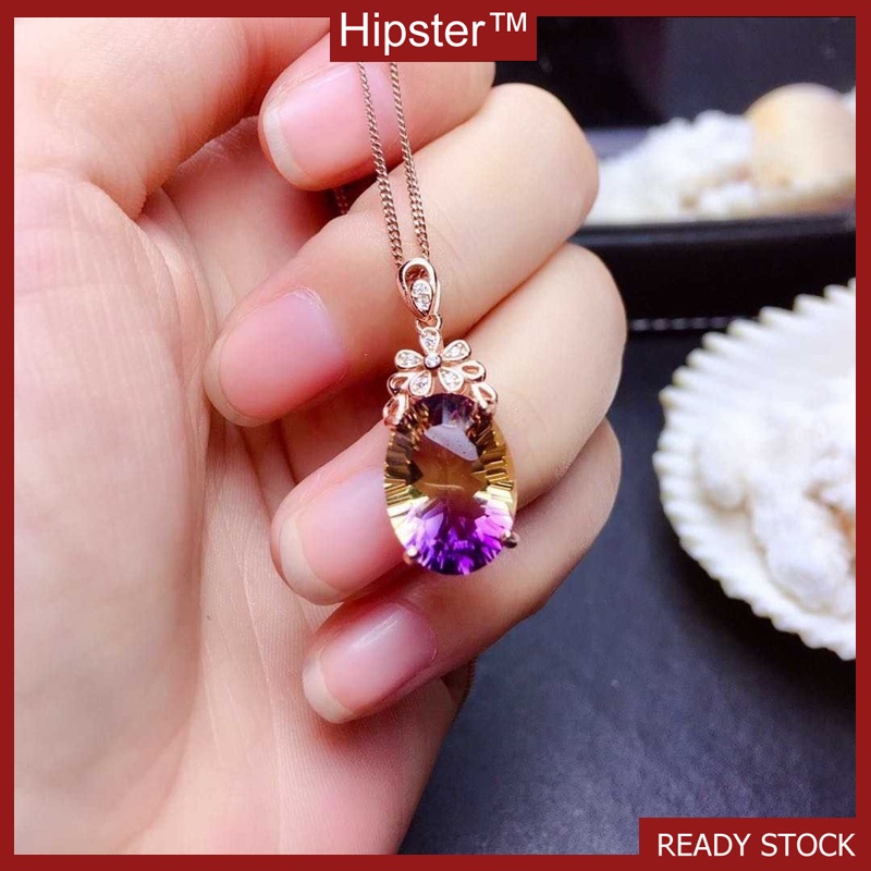 Fashion Luxury Egg-Shaped Rose Gold Amethyst Necklace