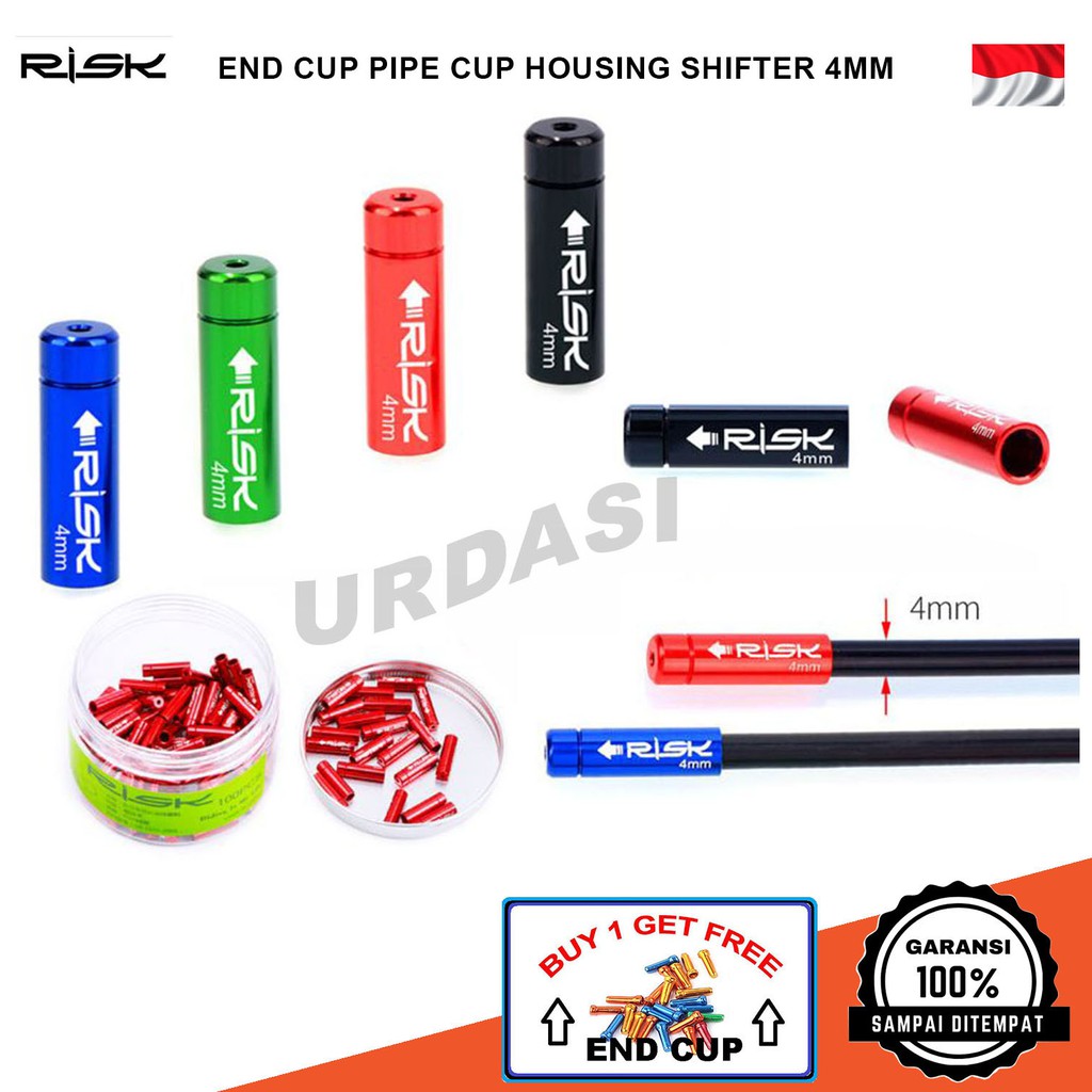 Risk End Cup Cap Shifter Selang Kabel 4mm Housing Outer Shifting Sepeda Aluminum Alloy