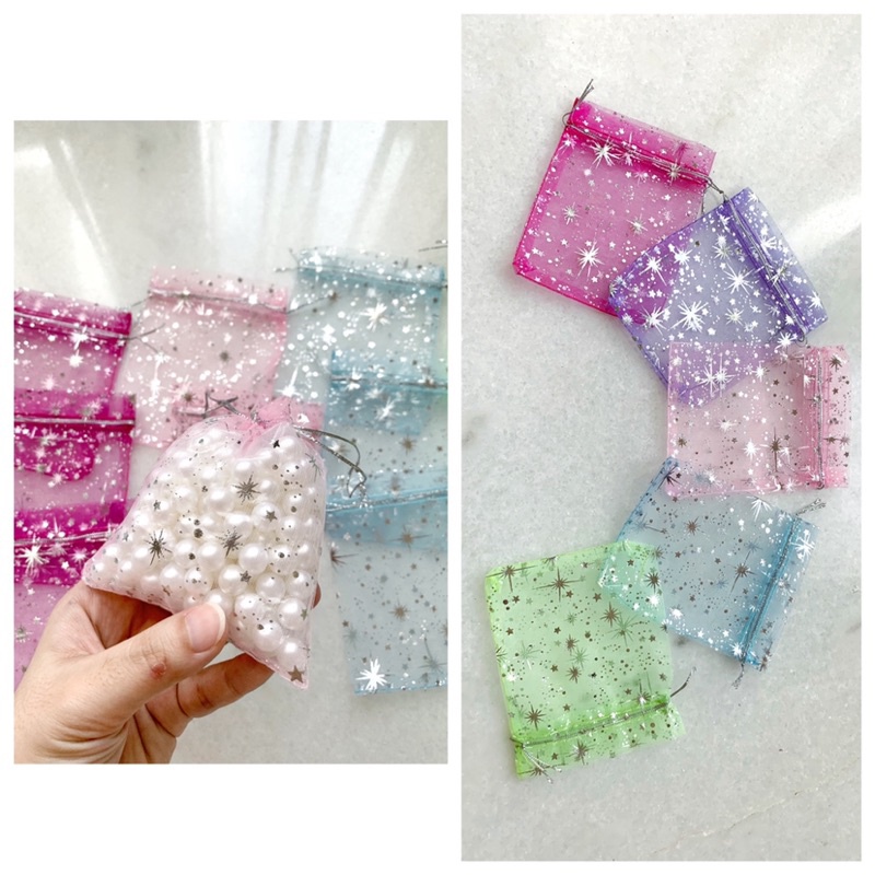 

Tas serut pouch permen kantong permen bahan organza bungkus permen hadiah gift wrap hampers