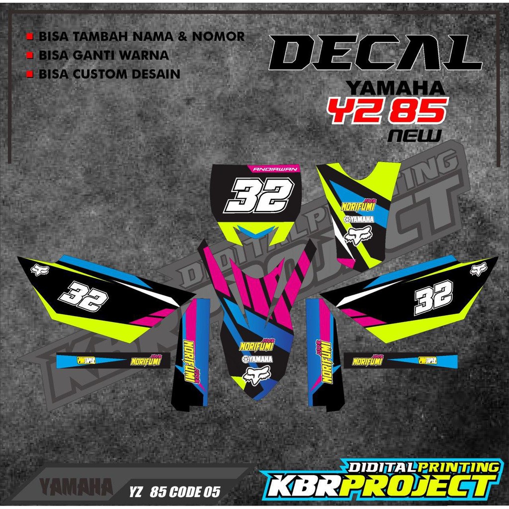 Decal Yz 85 New Kode 05 Stiker Variasi Full Body List Motor Trail Yz 85 New Bebek Bisa Custom Bebas