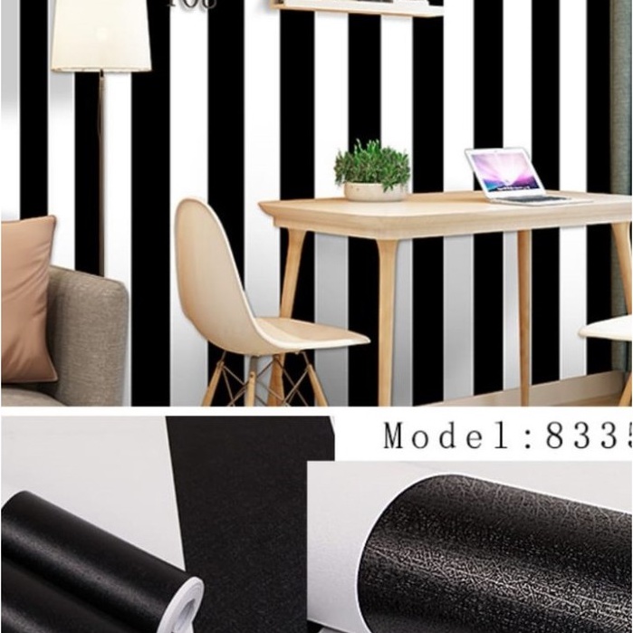 Wallpaper Sticker Dinding Motif Garis Lapis Hitam Panjang 10Meter x Lebar 45cm