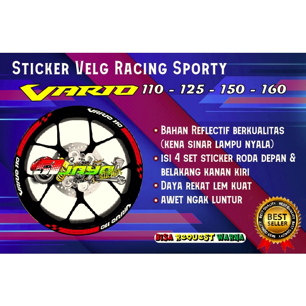 Sticker Stiker Cutting Velg Racing Vario 110 / Sticker Velg Vario / BUKAN PRINTING
