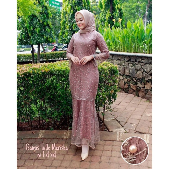 Seragam Gamis Duyung Full Brukat Tile Bridesmaid - Moca