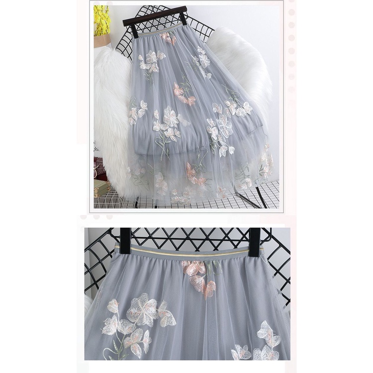 Rok Tutu 3D Import / Maxi Skirt Motif Bunga Timbul