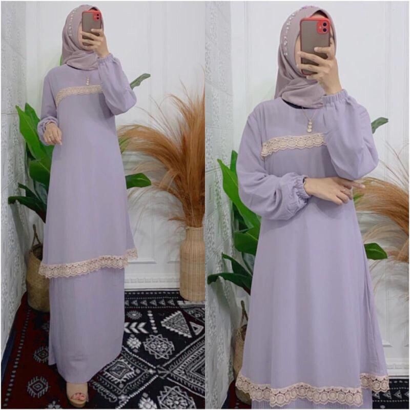 SOFYA MAXY MOSSCREPE MIX RENDA LD 110 PB 138   FASHION WANITA TERBARU PAKAIAN WANITA MUSLIMN GAMIS WANITA BAJU WANITA TERBARU BAJU WANITA SIMPLE DAN ELEGAN BAJU DRES 2022